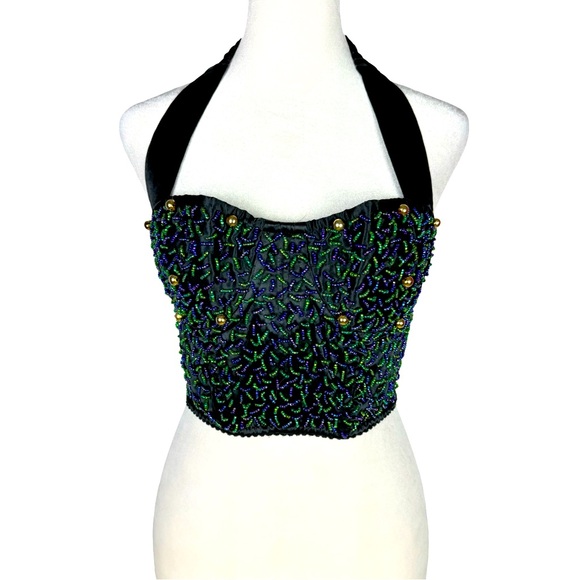 Victoria's Secret Other - Victoria’s Secret Cropped Beaded Satin Bustier Top